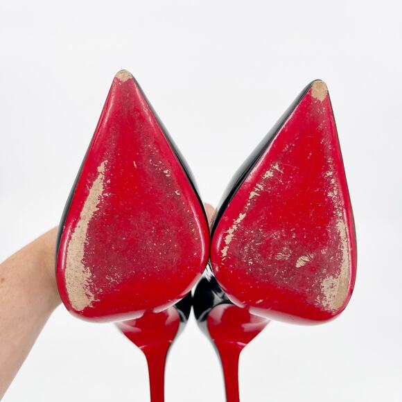 Christian Louboutin Pigalle Black Patent Leather Pointed Toe Heels Pumps EU 41 - Picture 10 of 12